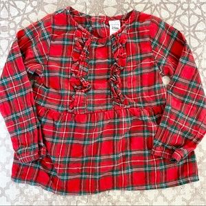 Carter’s girls Christmas plaid flannel top 24 mo